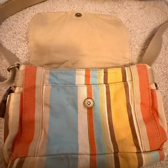 Vintage “Fossil” Striped Multicolor Crossbody Canvas Bag - Picture 7 of 16